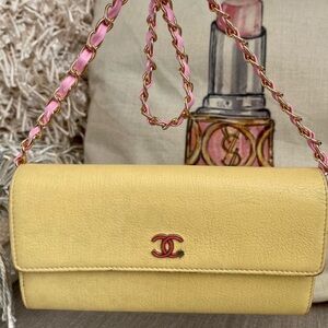 CHANEL Lucky Clover Limited Edition Long Wallet in Yellow Leather